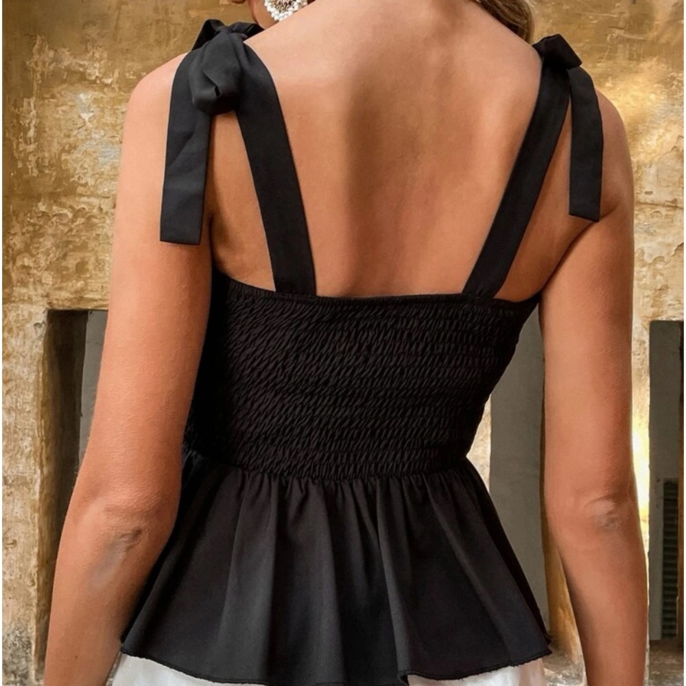 New black tie shoulder crop top - Picture 4 of 5